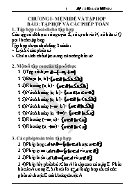 Giáo án dạy thêm môn Đại số 10 - Chương 1